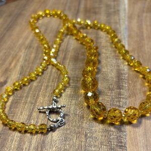 30" Yellow/gold crystal beaded necklace